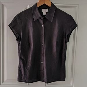 100% Linen LOFT Ann Taylor Black Button Down